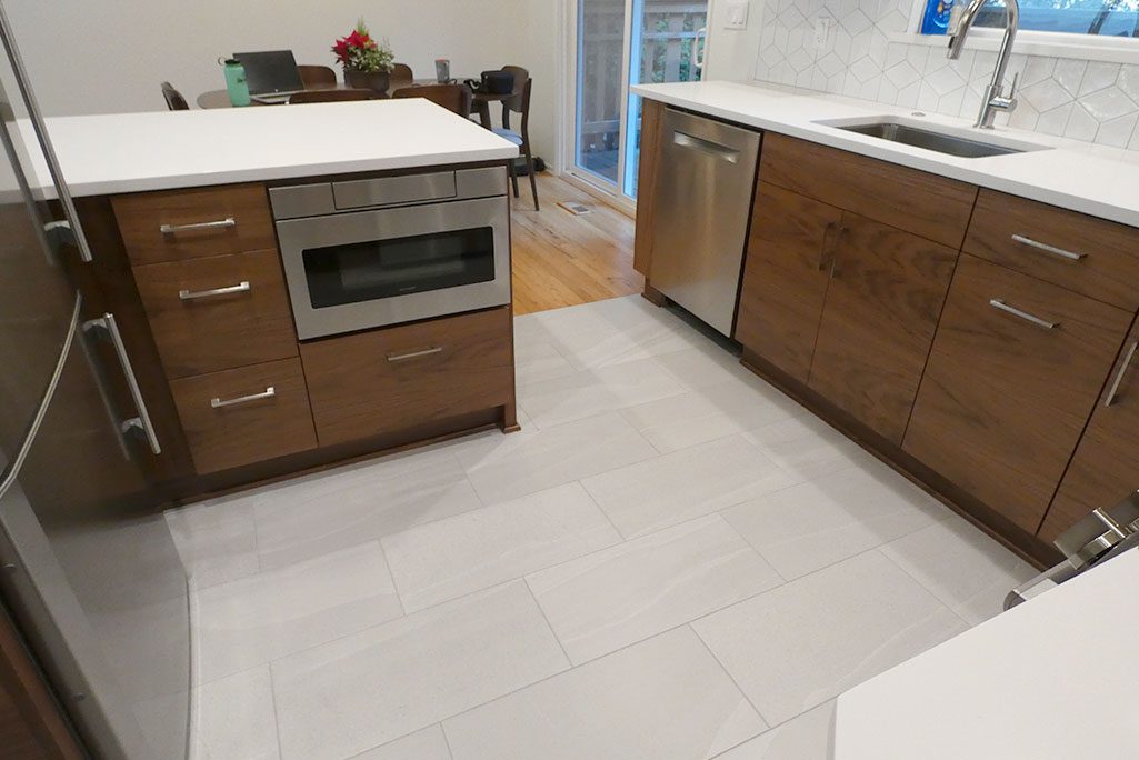 SW Portland Kitchen Remodel with Tile Floor and Quartz Countertops